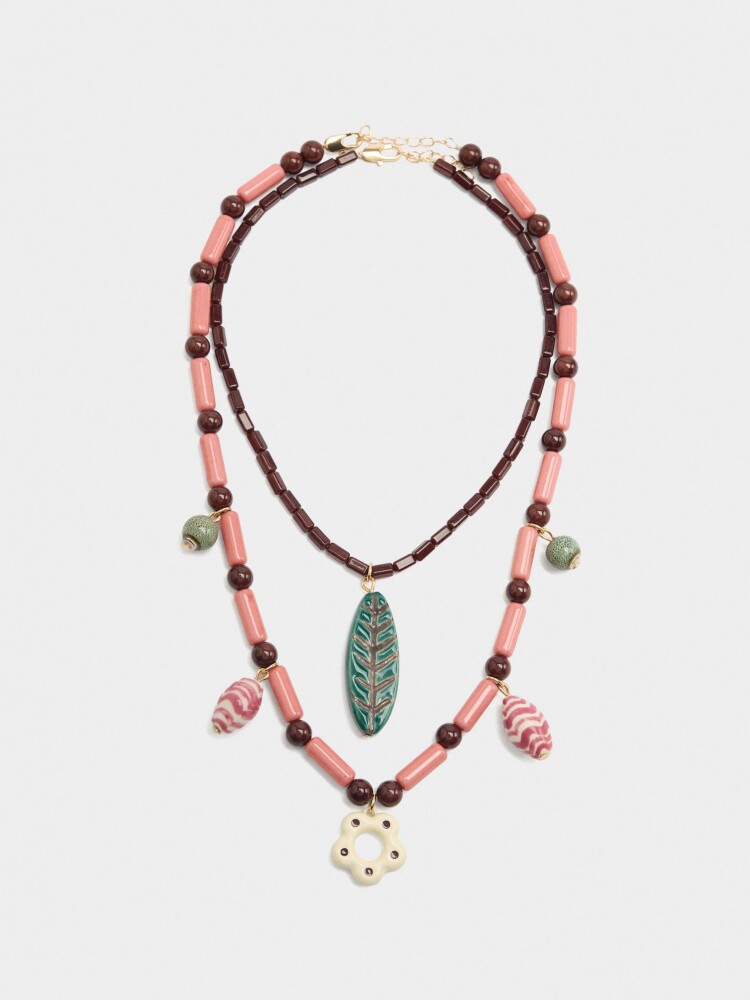 Set De Collares Con Cerámica multicolor