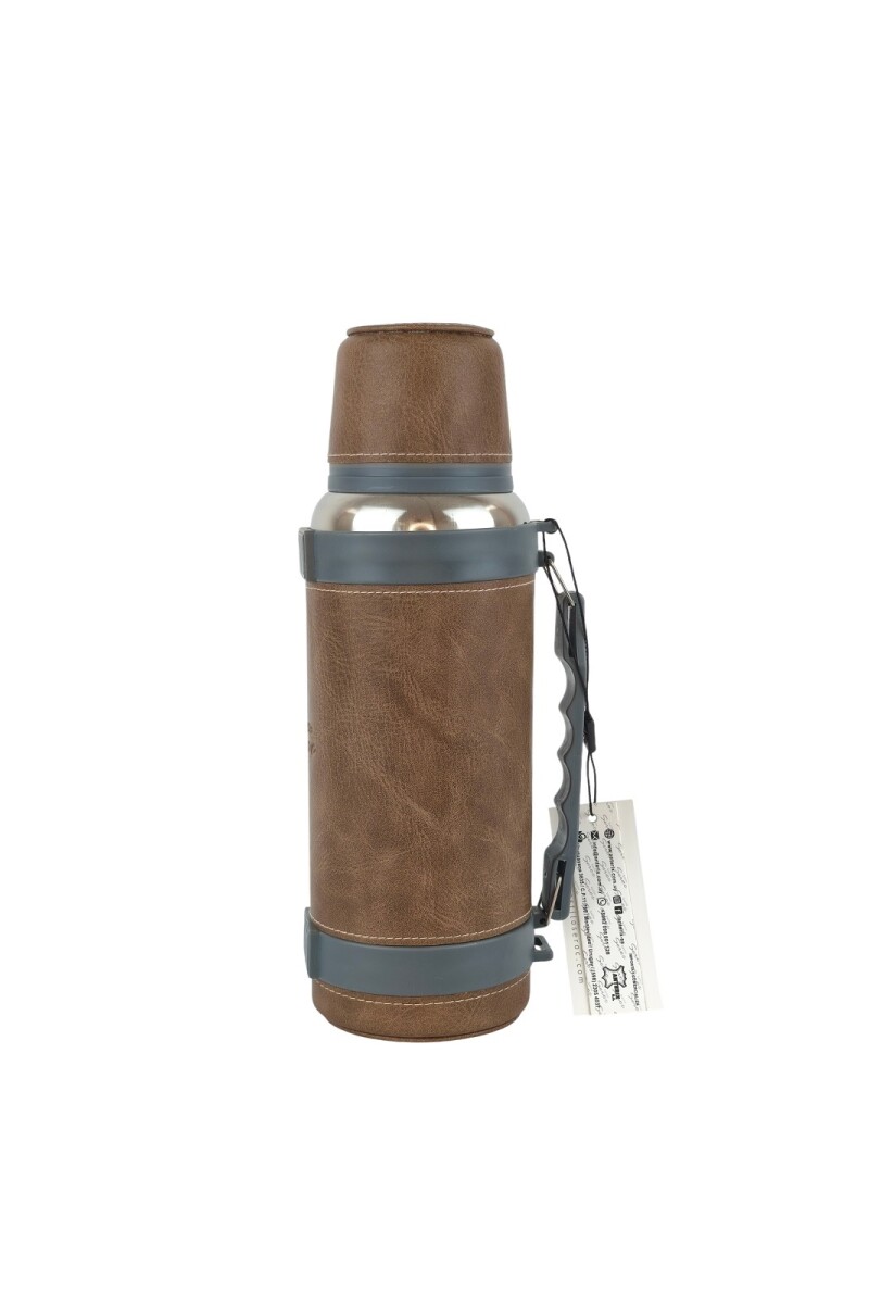 Termo de acero forrado un litro Marrón