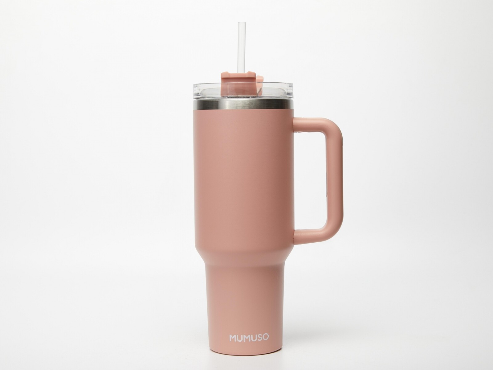 VASO AISLADO PARA COCHE CON MANILLA Y PAJITA (1200 ML/ROSA) 