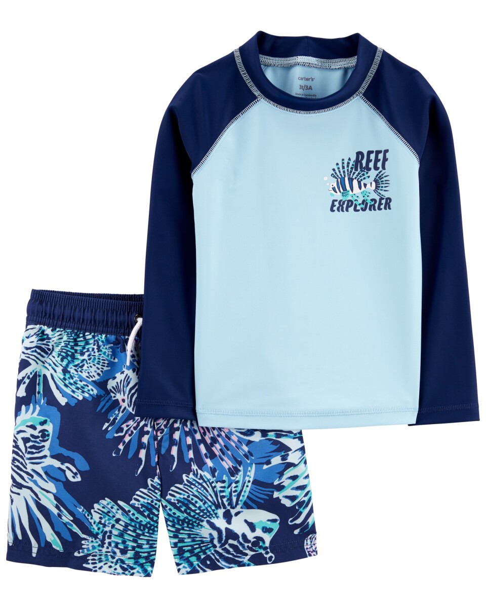 Traje de baño dos piezas con upf 50+ diseño peces 