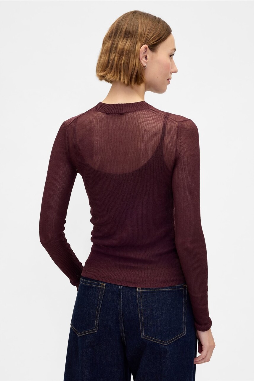 SHEER FITTED CREW Bordeaux