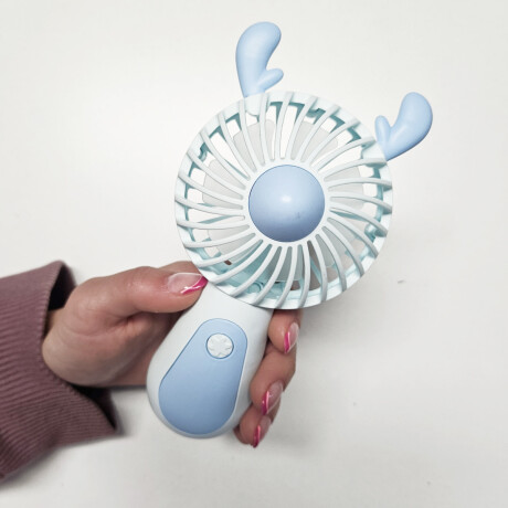 Ventilador De Mano Con Orejitas Celeste