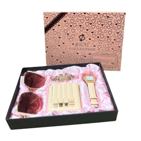 Pack Dama Powerbank Lentes de Sol Broche y Reloj E-037 ROSA