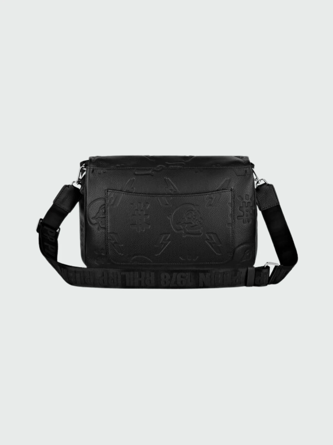 PHILIPP PLEIN - bolso de hombro mediano plateado de cuero Negro