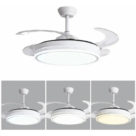 Ventilador De Techo Con Luz Retráctil Lámpara Led Control Retráctol blanco