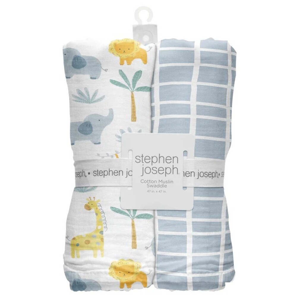 Set x2 sabanas muselina XL stephen joseph elefante SKY