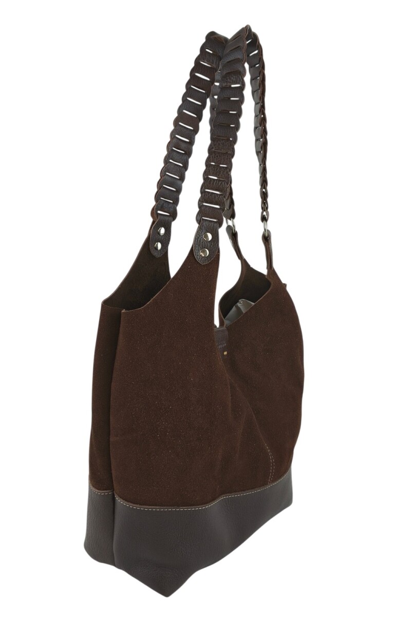 Tote bag de cuero con gamuza Chocolate