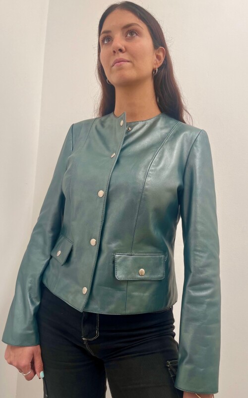 CHAQUETA CUERO MADONA GREEN