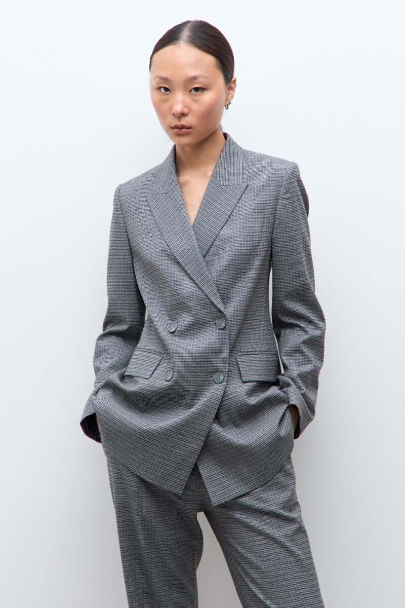 Blazer fantasía doble botonadura gris