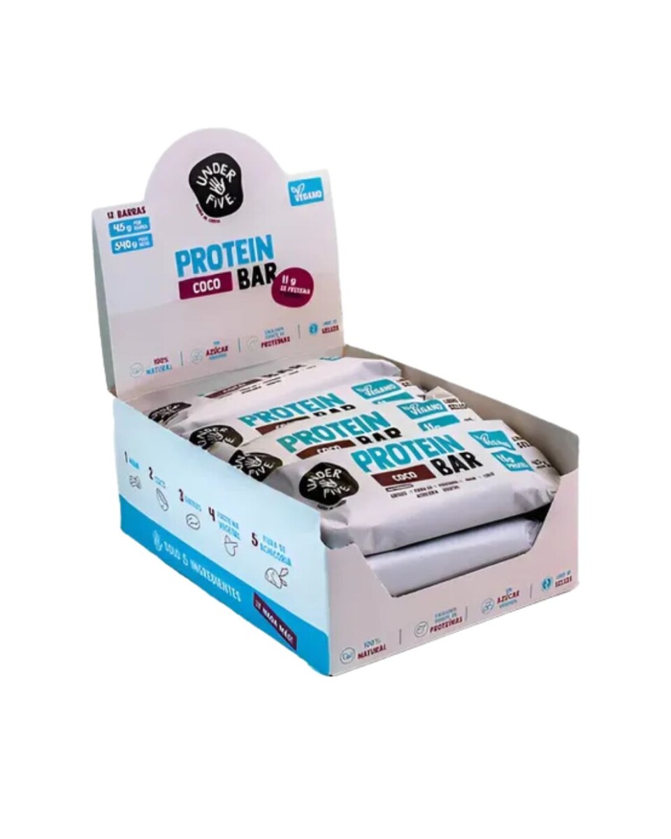 Barras De Proteína 45g - Under Five Kit x12 - Sabor Coco 