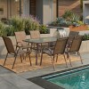 JGO MESA RECT VIDRIO P/JARDIN MARRON 7PZAS Unica