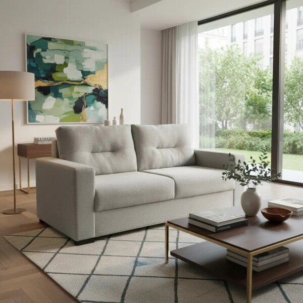 SOFA 3 CUERPOS - TAPIZADO TELA GRIS CLARO SOFA 3 CUERPOS - TAPIZADO TELA GRIS CLARO