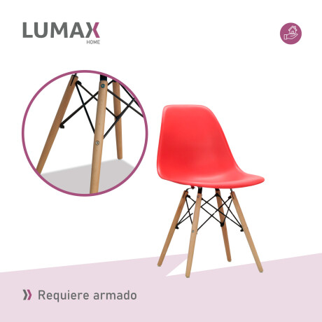 Silla De Comedor Eames Pack 4 Unidades Varios Colores Lumax Roja