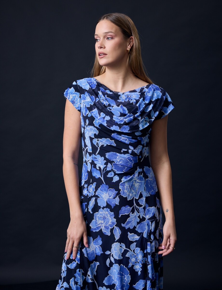 Vestido Printed - Negro/azul 