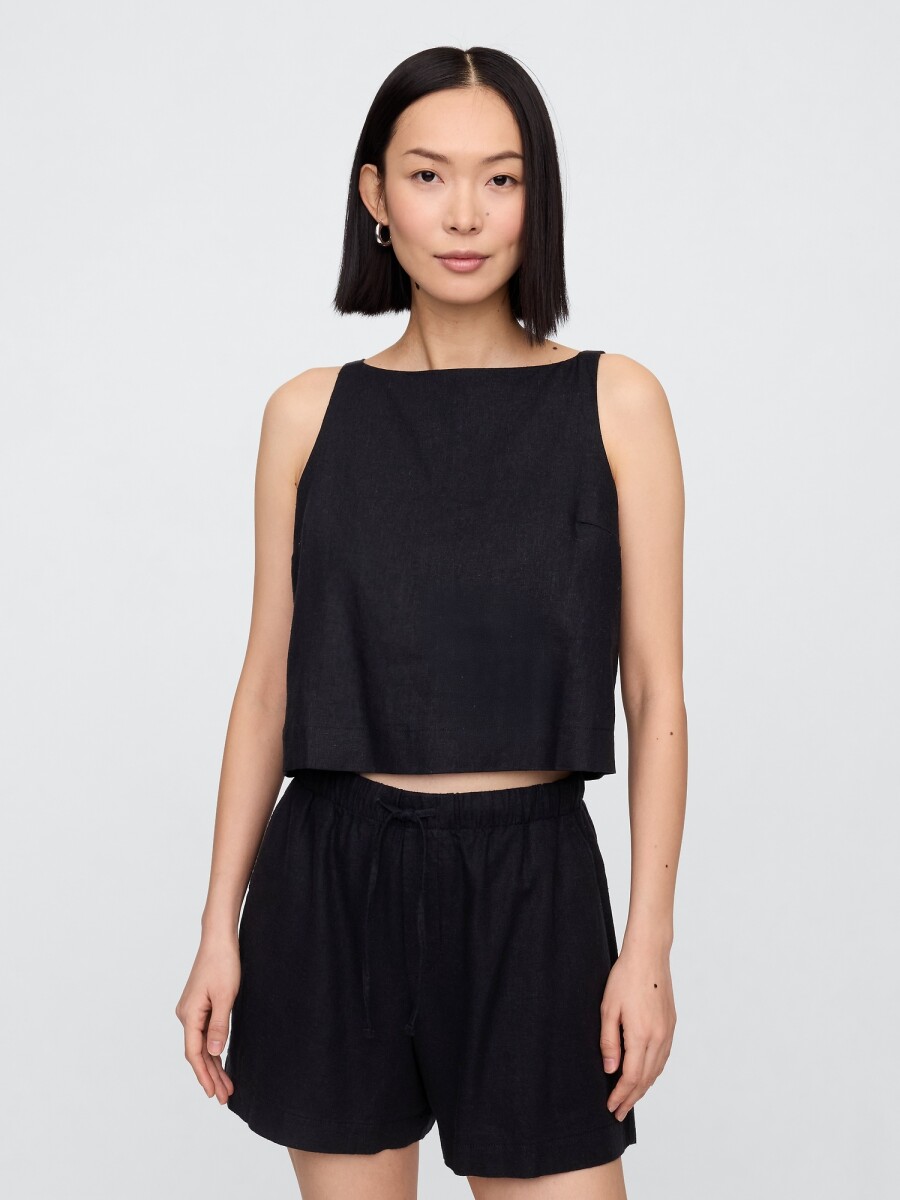 Musculosa De Lino Leopardo Mujer - Black 1 