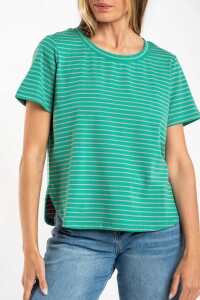 Remera Algodón A Rayas Verde