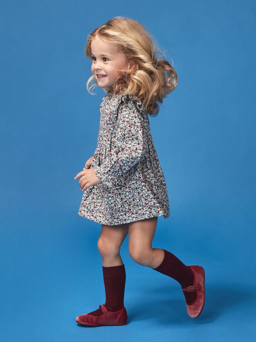 Vestido Estampado De Flores Azulado