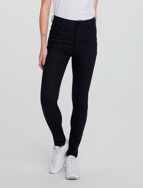 PANTALÓN DE JEAN CINTURA MEDIA SKINNY NEGRO