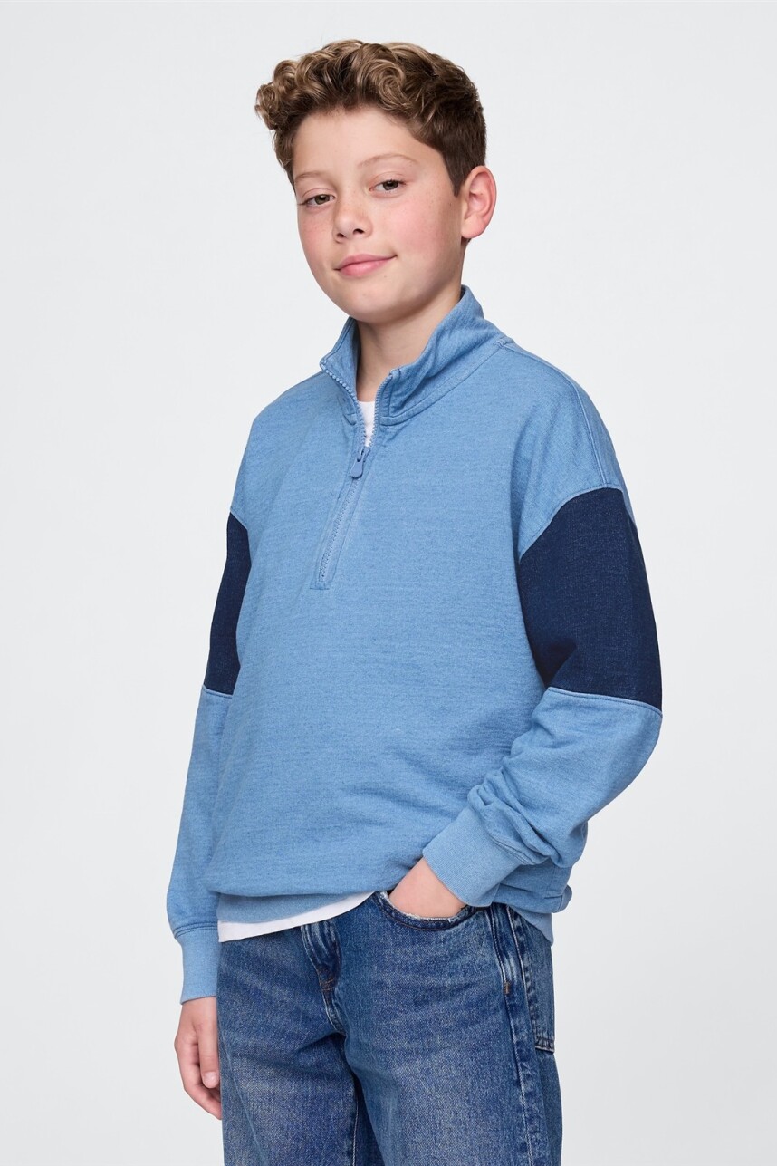 Buzo Medio Cierre Niño Light Indigo 1