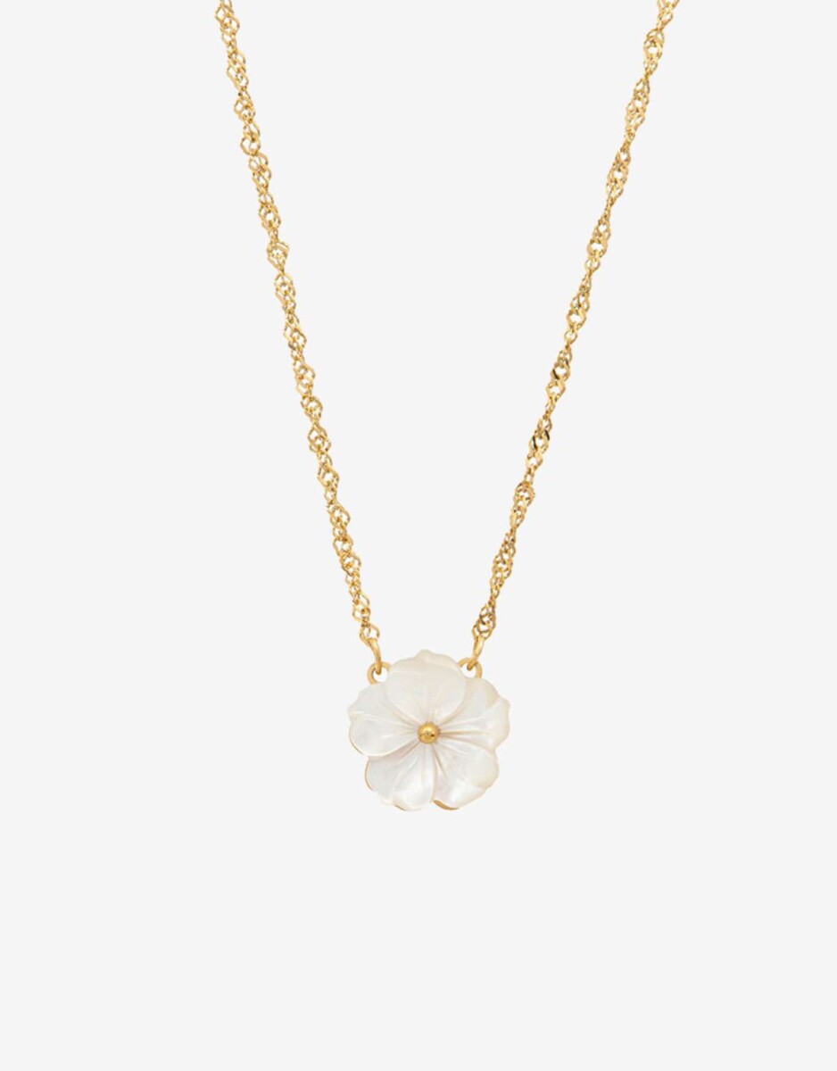 Cadena Acero Con Dije Nácar - Dorado 