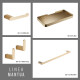 SET DE ACCESORIOS SERIE MANTUA, INCLUYE 2 PERCHAS, JABONERA, PORTAROLLO Y TOALLERO RECTO - ORO CEPILLADO 000