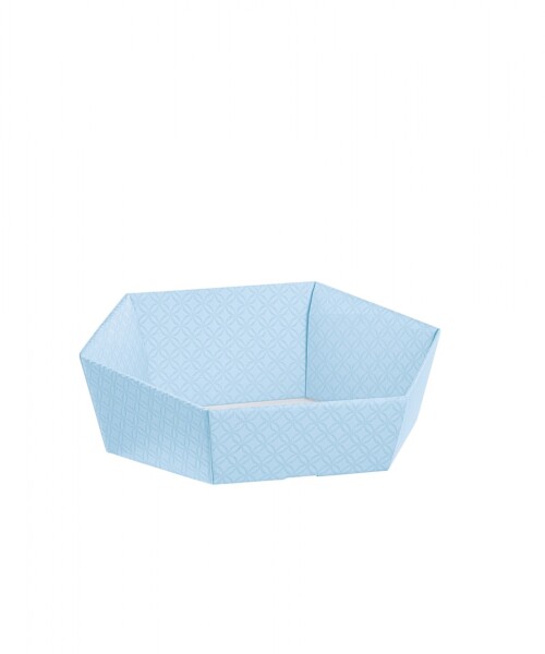 Cesto hexagonal 29x23x8,5 cm. - MATELASSE AZZURRO Cesto hexagonal 29x23x8,5 cm. - MATELASSE AZZURRO