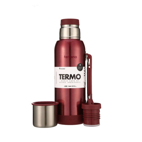 Termo Slim 750Ml. Con Base Silicona Rojo Metalizado