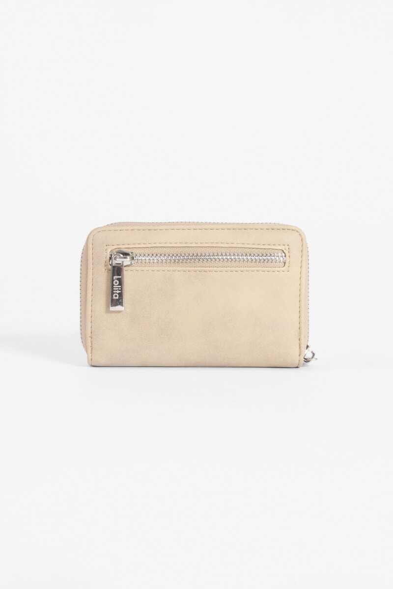 Billetera con tachas beige