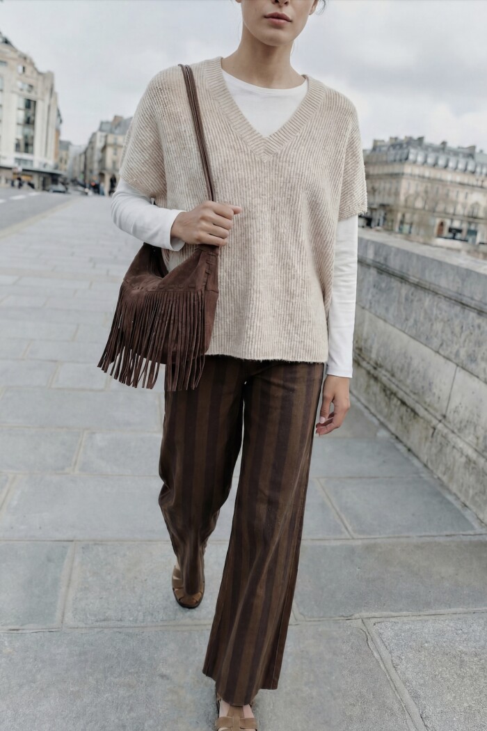 Chaleco Escote En V Mocha