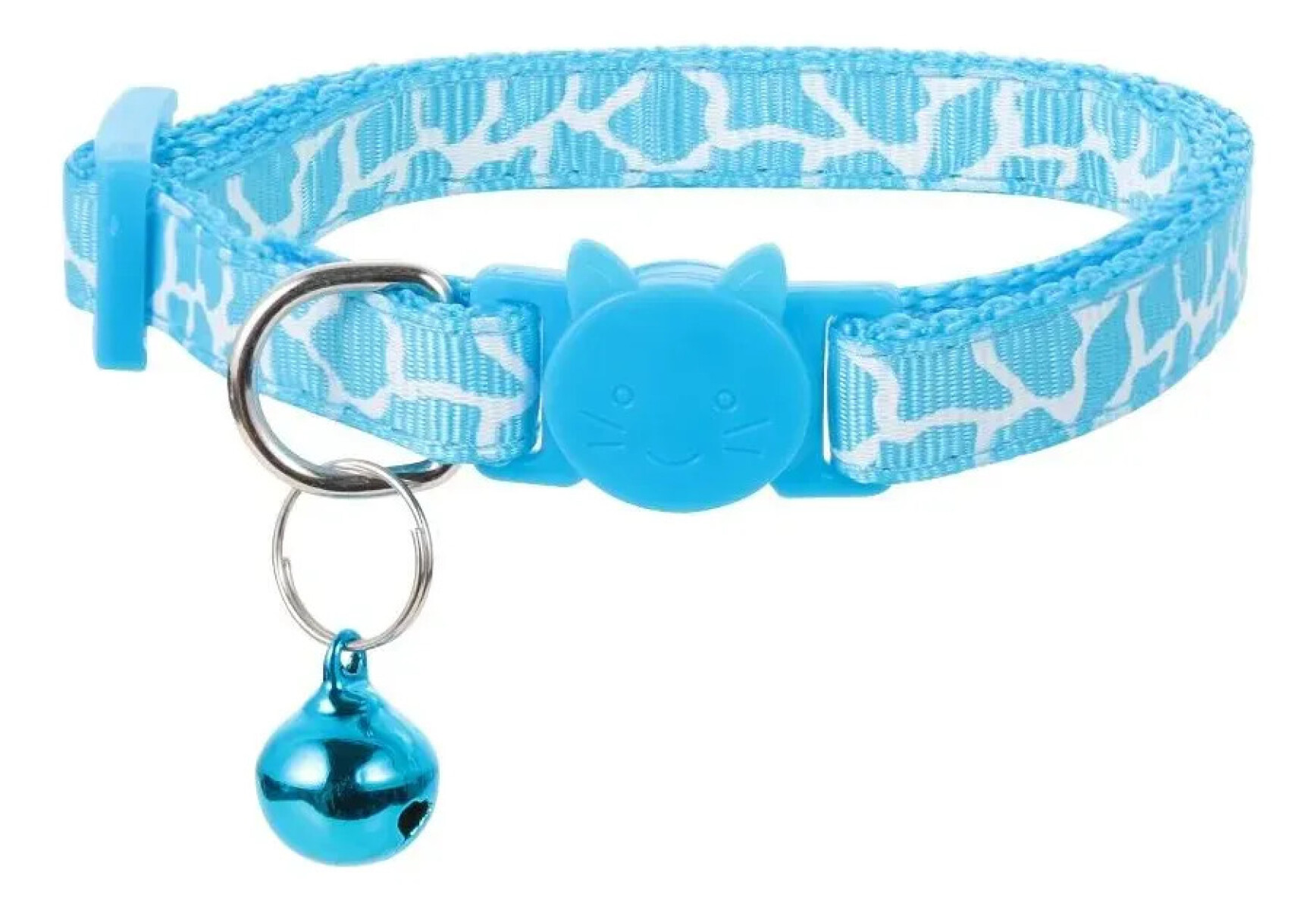 Collar Para Gatos Animal Print Con Cascabel - CELESTE 