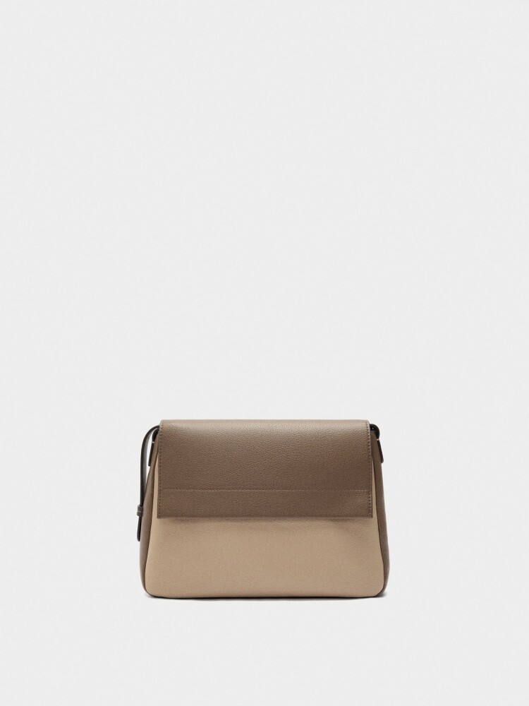 Bolso Bandolera Color Block Con Solapa beige