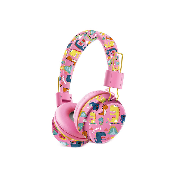 Auriculares inalámbricos diseño dinosaurio color rosa Auriculares Inalámbricos Diseño Dinosaurio Color Rosa