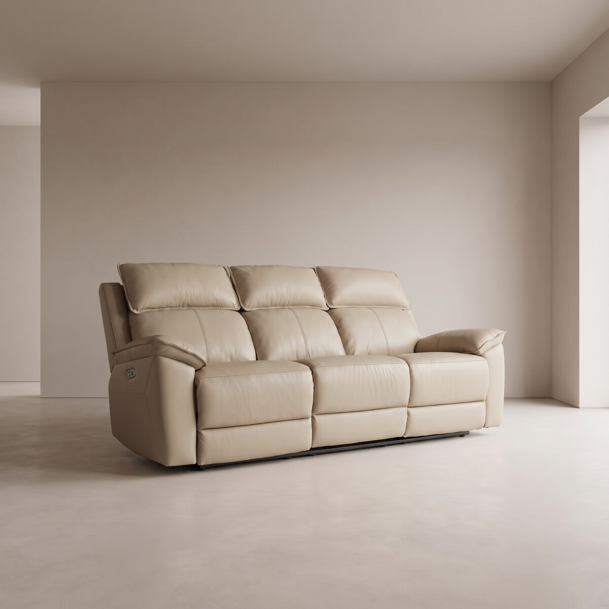 RECLINER ELÉCTRICO - 3 CUERPOS CUERO-Y-SIMIL-CUERO MARRON JOSHUA TAUPE 