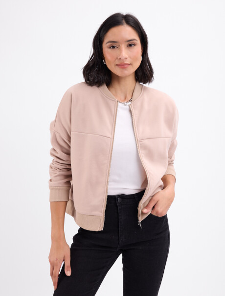 Campera felpa bomber beige