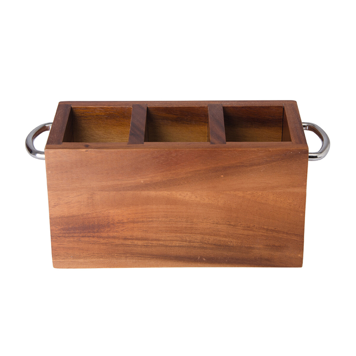 PORTA CUBIERTOS MADERA C/ ASA METAL 11X29.5X13CM 