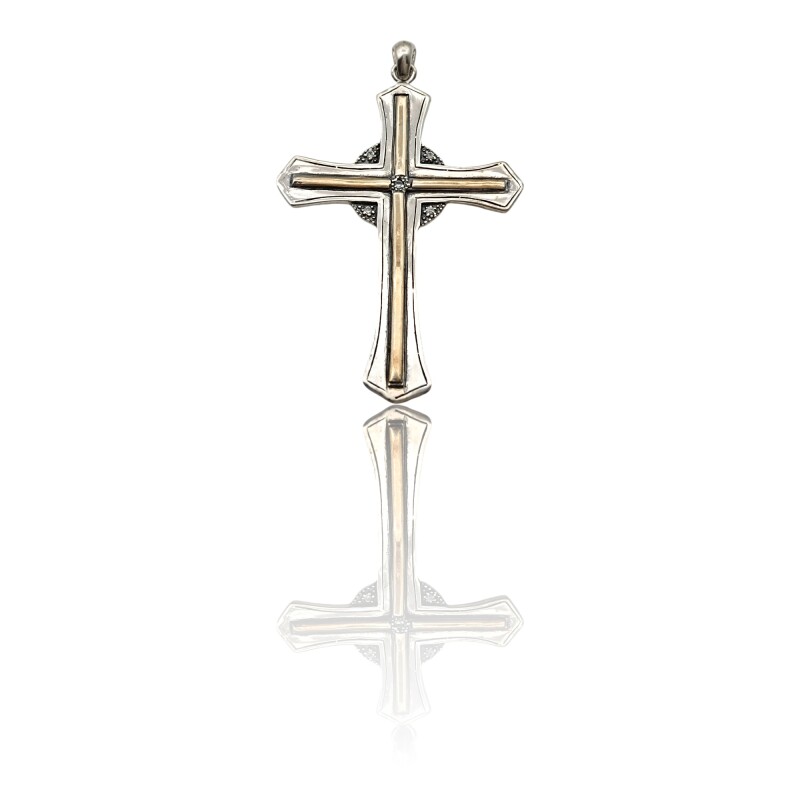 Dije Cruz-Plata 925 y Oro-Piedra Zirconia-CP5326 conpiedra