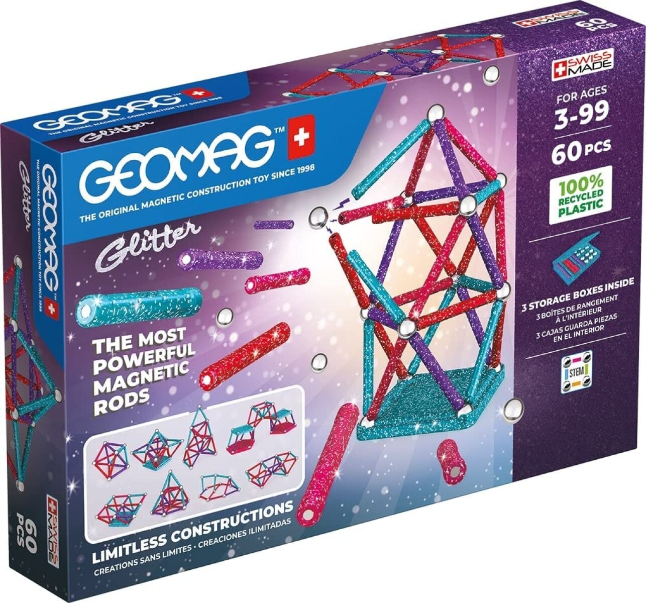 Juego de Mesa Geomag Paneles Magnéticos Glitter 60 