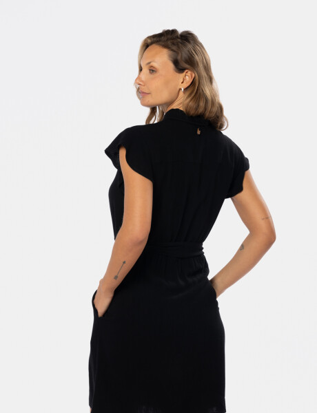 VESTIDO DE LINO LISO Negro
