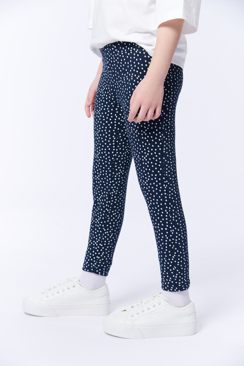 Calza Larga Estampada Lunares Azul