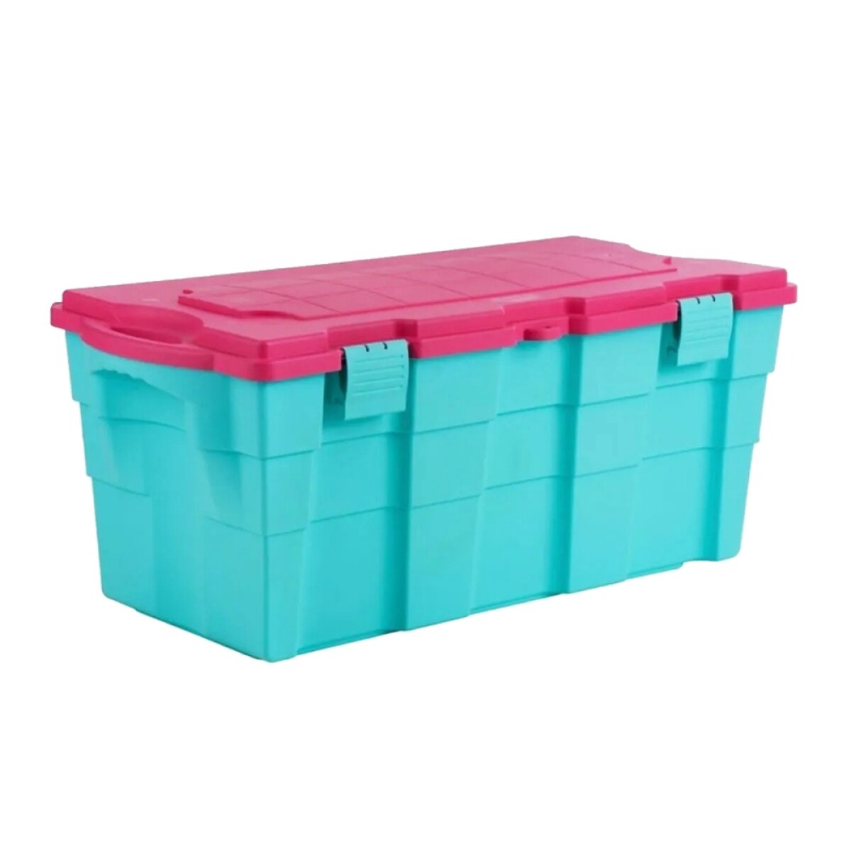 Baúl con Tapa Bisagra Wenco 100 Litros - Verde Agua/rosa 