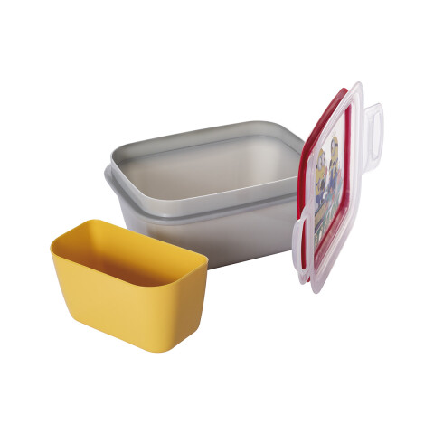 Pote Plástico Minions Con Traba y División 630 ml GRIS