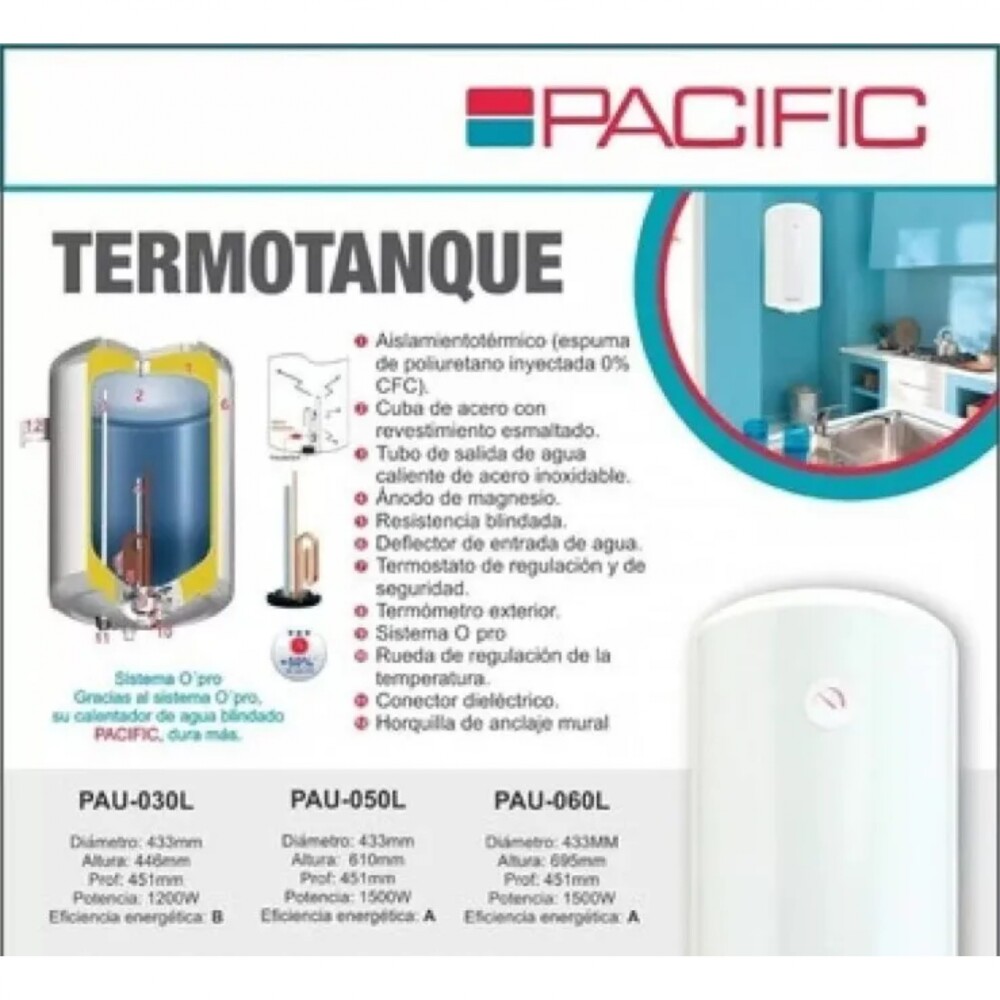 Calefón Termotanque 30lts. Pacific Tanque De Acero Calefón Termotanque 30lts. Pacific Tanque De Acero