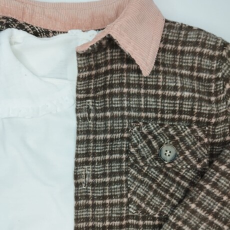 Saco marrón cuello pana rosa Saco marrón cuello pana rosa