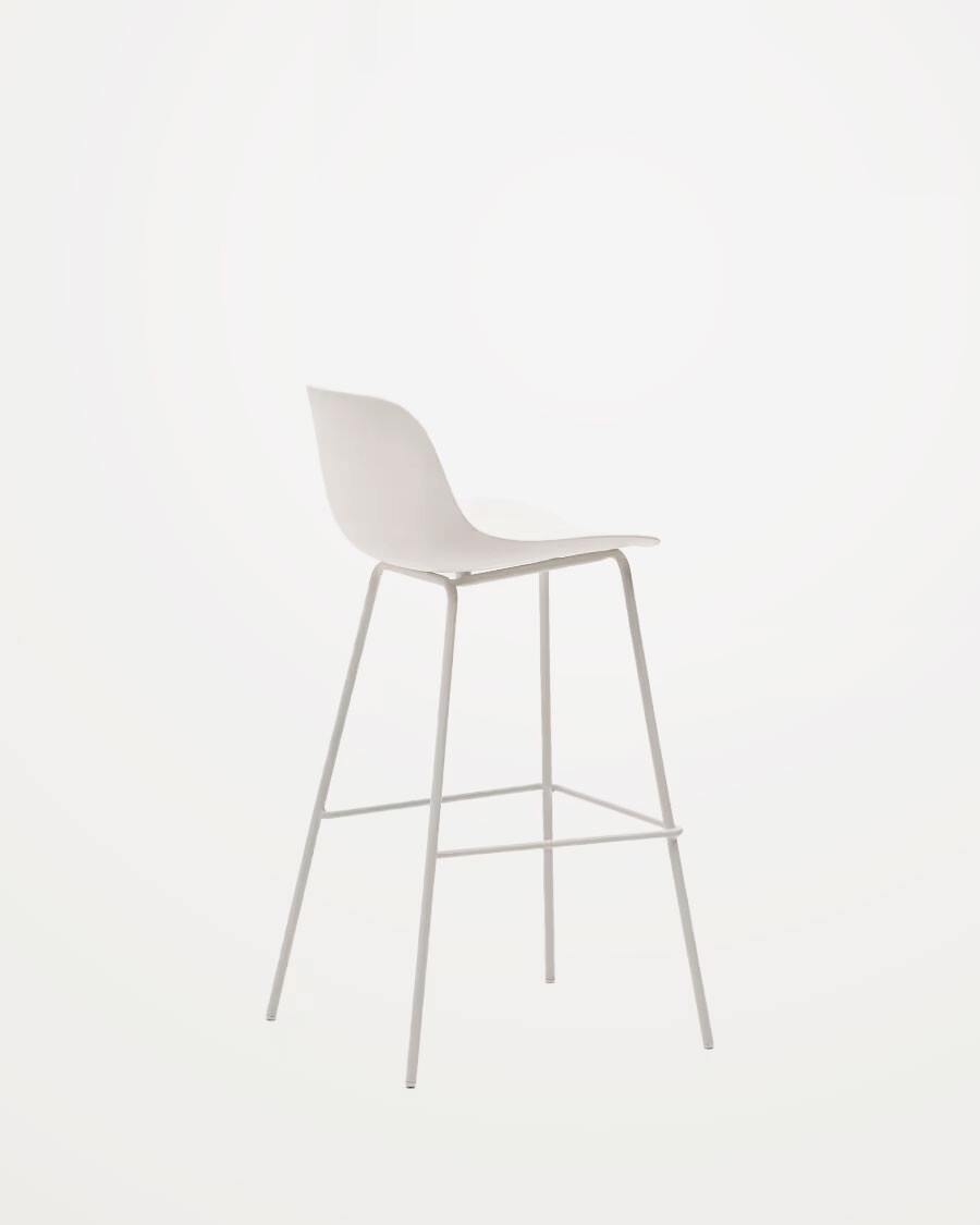 Taburete Altea negro y patas de acero con acabado beige 75 cm