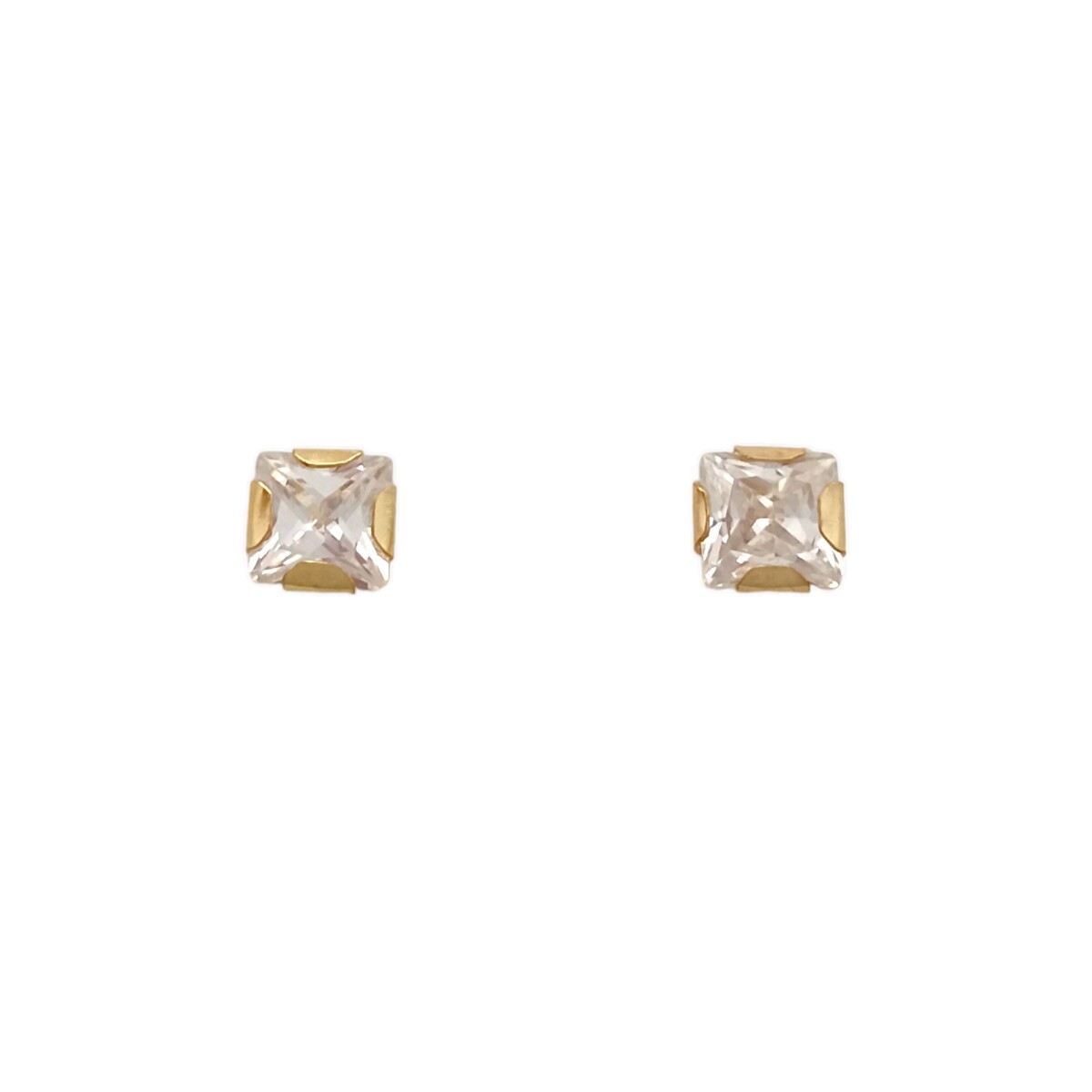 Caravanas Cuadrados de oro - Oro bajo - Zirconia - CA8108 - conpiedra 