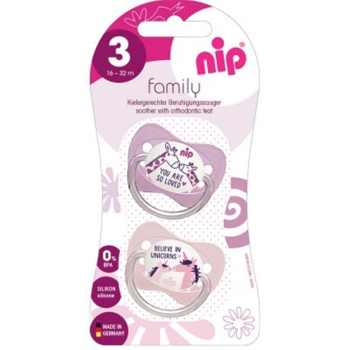 Pack X2 Chupetes Nip Family Silicona 16-32M 