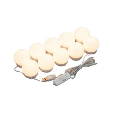 Set Maquillaje 7 Brochas Suaves + Luces LED Espejo 10 Focos Violeta