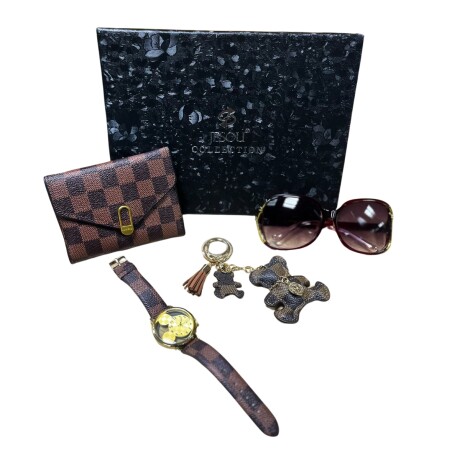 Pack Dama Monedero Lentes de Sol Llavero y Reloj E-043 NEGRO