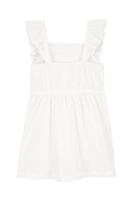 Vestido de jersey arrugado, con canesú a crochet. Talles 2-5T Sin color