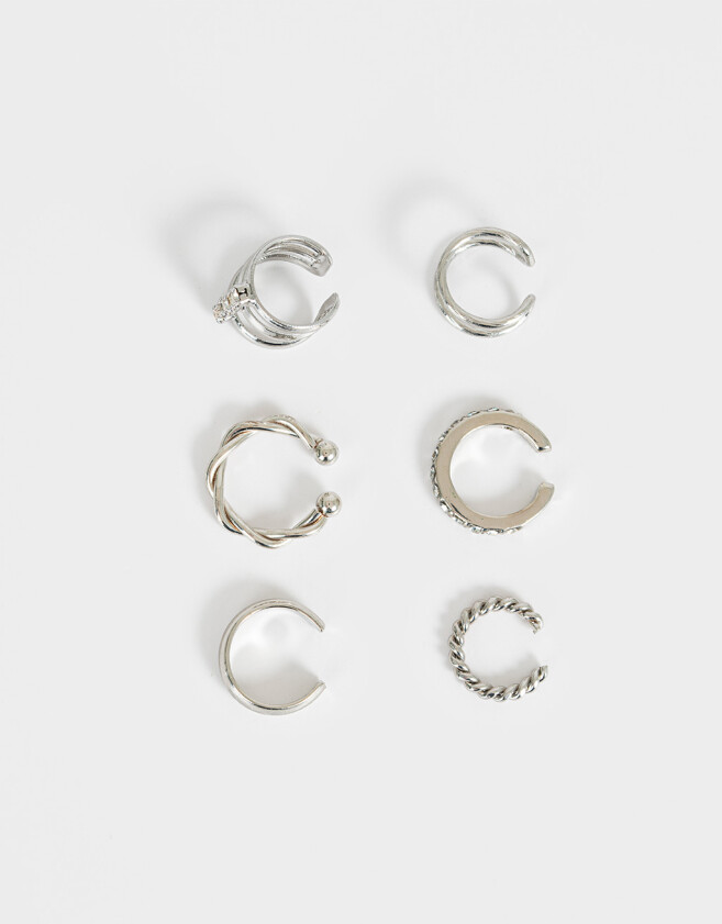 Bijou Cuff Con strass Set De Earcuff Plateado - Plateado